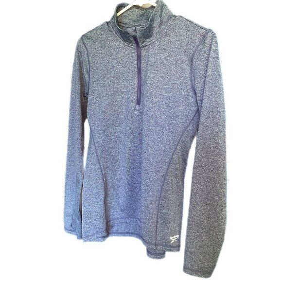 Reebok Jacket Women S Athletic Quarter Zip Stretch Pull Over Purple Grey Nylon - Picture 1 of 14